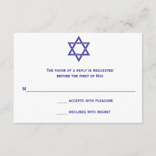 Ster van David Chevron Bat Mitzvah RSVP-kaart RSVP Kaartje