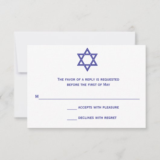 Ster van David Chevron Bat Mitzvah RSVP-kaart RSVP Kaartje (Voorkant)