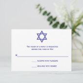 Ster van David Chevron Bat Mitzvah RSVP-kaart RSVP Kaartje (Staand voorkant)