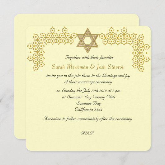 Ster van David chuppah Joodse bruiloft Kaart (Voorkant / Achterkant)