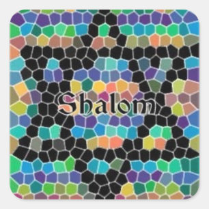 Ster van David-Colorful Mosaic-Shalom Vierkante Sticker