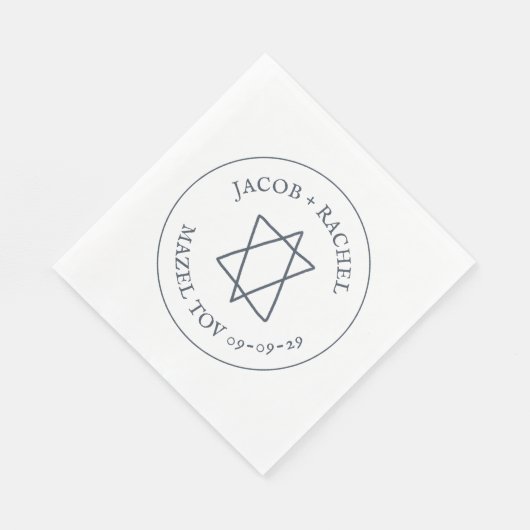 Ster van David Custom MAZEL TOV Joodse bruiloft Servet (Hoek)