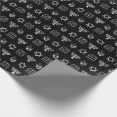 Ster van David Dreidel Menorah Torah zwart Chanoek Cadeaupapier (Hoek)