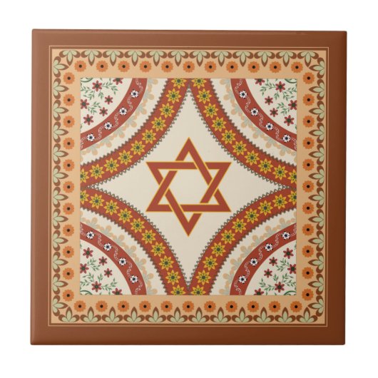 Ster van David Elegant  Baroque Jewish Tegeltje (Voorkant)
