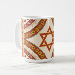 Ster van David Elegant Floral Jewish Art Koffiemok