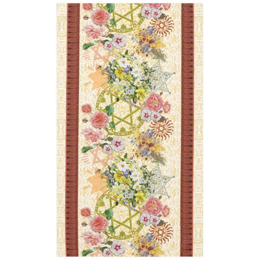 Ster van David en Flowers Tablecloth Tafelkleed (Voorkant)