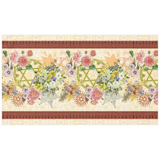 Ster van David en Flowers Tablecloth Tafelkleed (Voorkant (Horizontaal))