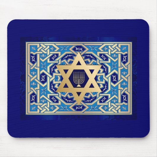 Ster van David en Menorah Jewish Feestdagen Gift Muismat (Voorkant)