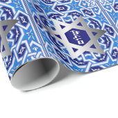 Ster van David en "Shalom" Hebreeuws Tekstgeschenk Cadeaupapier (Rol Hoek)