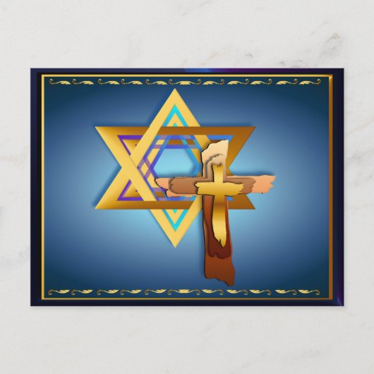 Ster van David en Triple Cross Briefkaart (Voorkant)
