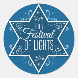 Ster van David Festival van Lights Blue Hanukkah Ronde Sticker