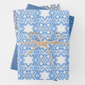 Ster van David Floral Chanoeka Set Inpakpapier Vel (In situ)