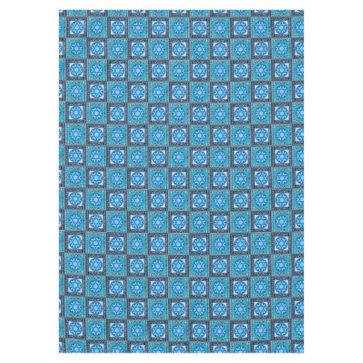 Ster van David Floret Blue Tafelkleed (Voorkant)