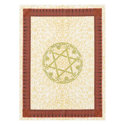 Ster van David Flower Border Tafelkleed (Voorkant)