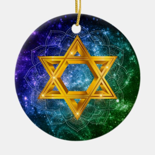 Ster van David Galaxy - Magen David Keramisch Ornament (Voorkant)