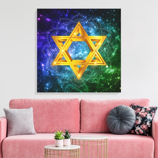 Ster van David Galaxy - Magen David Stretched Canvas Afdruk (Insitu (Woonkamer))
