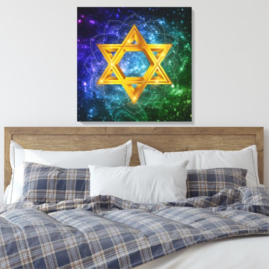 Ster van David Galaxy - Magen David Stretched Canvas Afdruk (Insitu (Slaapkamer))