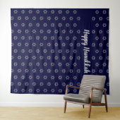 STER VAN DAVID | Gelukkig Hanukkah Blauw | Achterg Wandkleed (In Situ (horizontaal))