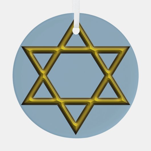 Ster van David Glas Ornament (Achterkant)