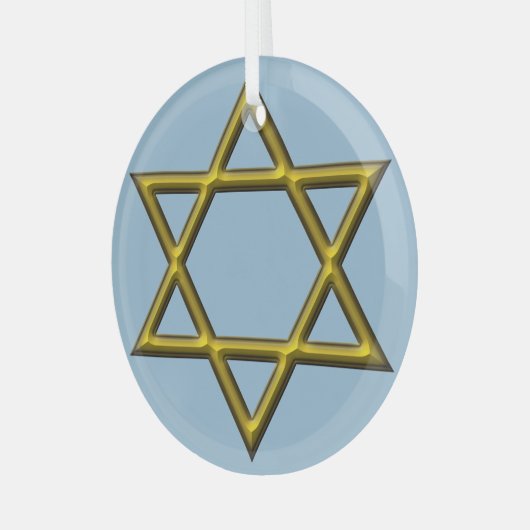 Ster van David Glas Ornament (Voorkant links)