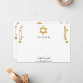 Ster van David Gold Glitter voor judaïsme klassen Notitiekaartje (Voorkant / Achterkant in situ)