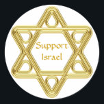 Ster van David Gold Ronde Sticker<br><div class="desc">Show je trots op je joodse erfgoed en je steun van Israël met dit gestileerde Star van David gold design. Dit ontwerp is volledig klantgericht voeg uw eigen achtergrondkleur toe en verander de tekst.</div>