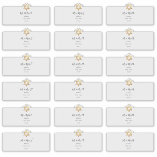 Ster van David Guest Adresetiketten Sticker (Voorkant)