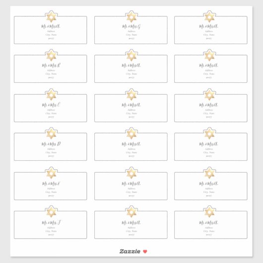 Ster van David Guest Adresetiketten Sticker (Vel)