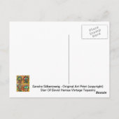 Ster van David Hamsa  Tapastry Briefkaart (Achterkant)