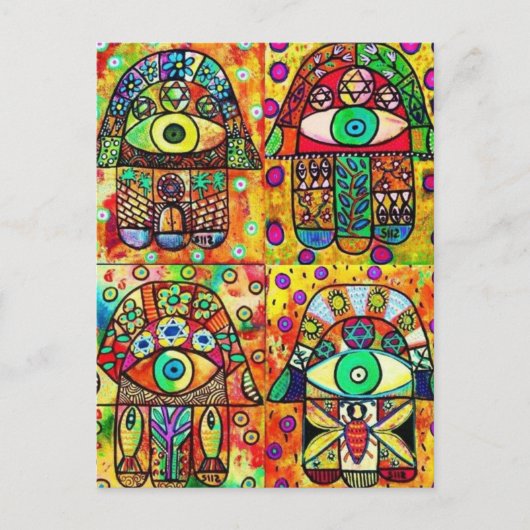 Ster van David Hamsa  Tapastry Briefkaart (Voorkant)