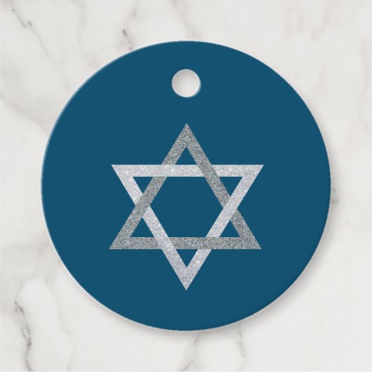 Ster van David Hanukkah Glitter Bedankjes Labels (Voorkant)