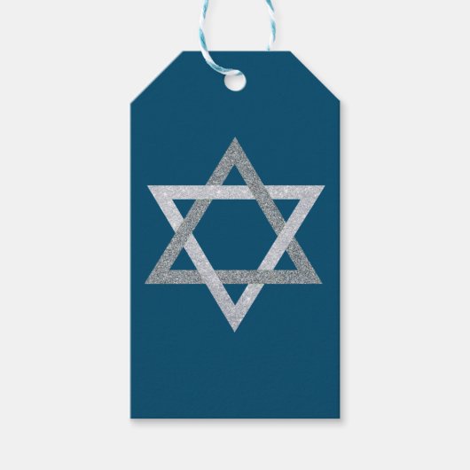 Ster van David Hanukkah Glitter Cadeaulabel (Voorkant)