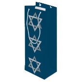 Ster van David Hanukkah Glitter Wijn Cadeautas (Achterkant Gekanteld)