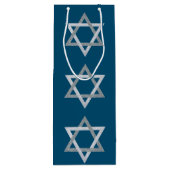 Ster van David Hanukkah Glitter Wijn Cadeautas (Achterkant)