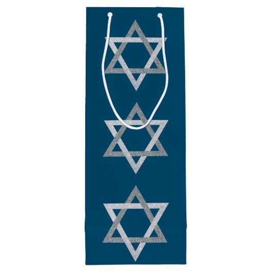 Ster van David Hanukkah Glitter Wijn Cadeautas (Achterkant)
