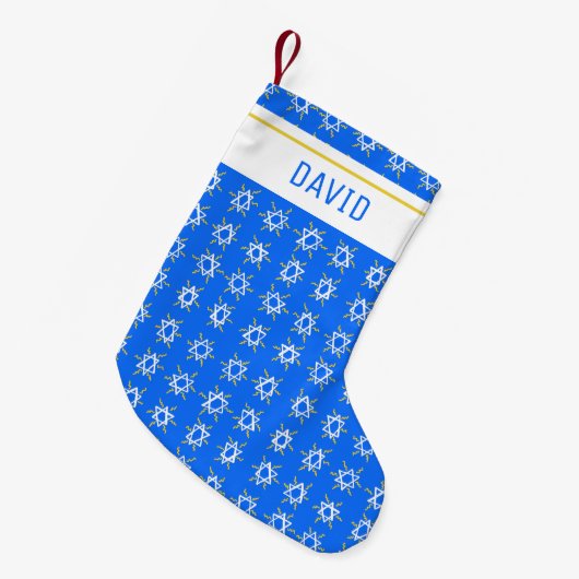 Ster van David Hanukkah Pattern Blue CUSTOMIZE IT Kleine Kerstsok (Voorkant (Hangend))