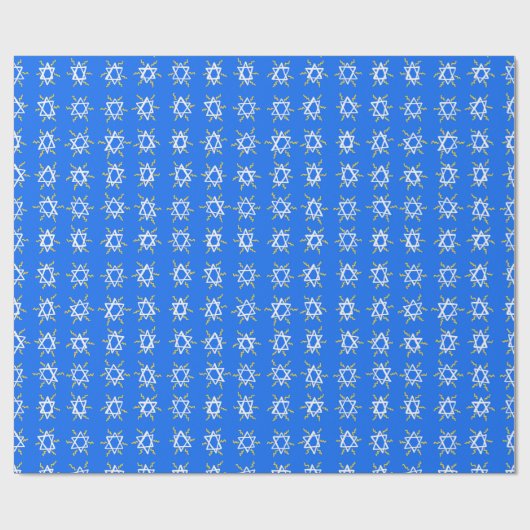 Ster van David Hanukkah Pattern Blue Gift Cadeaupapier (Vlak)