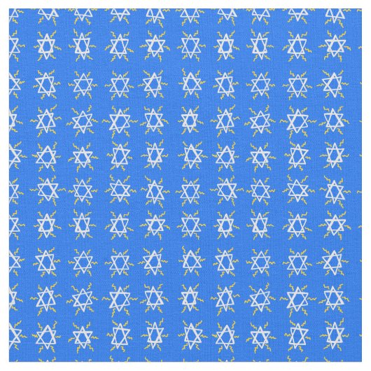 Ster van David Hanukkah Pattern Blue White Stof (Close Up)