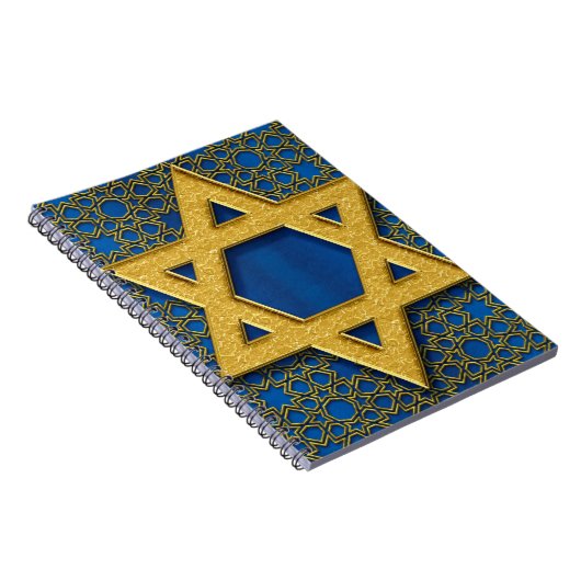 Ster van David, Hanukkah Pattern Holiday Gift Notitieboek (Rechterzijde)