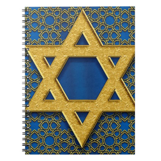 Ster van David, Hanukkah Pattern Holiday Gift Notitieboek (Voorkant)