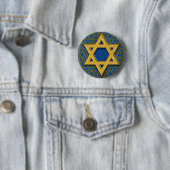 Ster van David, Hanukkah Pattern Holiday Gift Ronde Button 5,7 Cm (In situ)