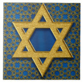 Ster van David, Hanukkah Pattern Holiday Gift Tegeltje (Voorkant)