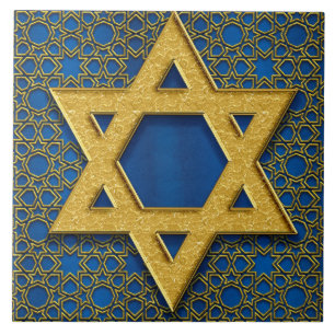 Ster van David, Hanukkah Pattern Holiday Gift Tegeltje