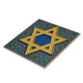 Ster van David, Hanukkah Pattern Holiday Gift Tegeltje (Zijkant)