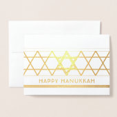Ster van David Happy Hanukkah Modern Eenvoudig 1 F Folie Kaarten (Voorkant met envelop)