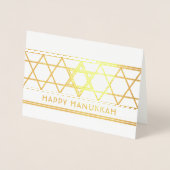 Ster van David Happy Hanukkah Modern Eenvoudig 1 F Folie Kaarten (Voorkant)