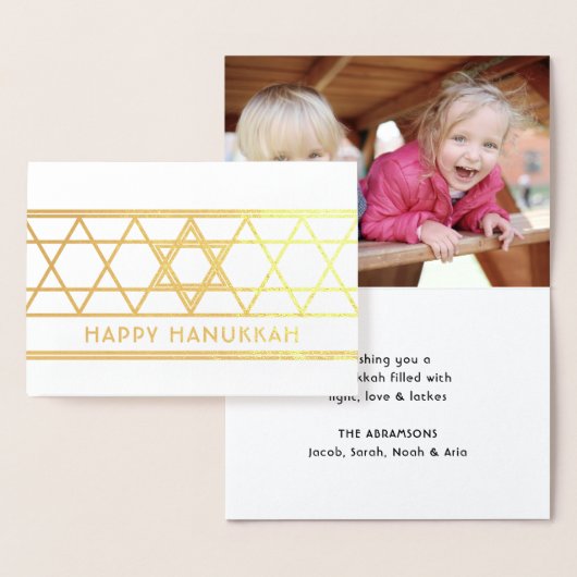 Ster van David Happy Hanukkah Modern Eenvoudig 1 F Folie Kaarten (Display)