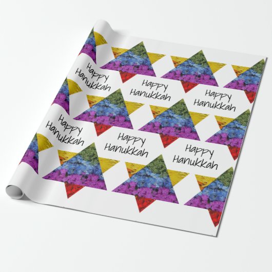 Ster van David Happy Hanukkah-pakpapier Cadeaupapier (Uitgerold)