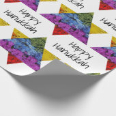 Ster van David Happy Hanukkah-pakpapier Cadeaupapier (Hoek)