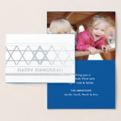 Ster van David Happy Hanukkah Techelet Blauw 1 Fot Folie Kaarten (Display)